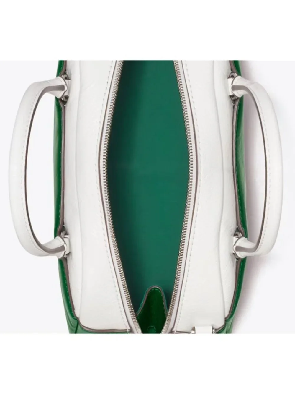 NEW!!! TORY BURCH GREEN AND WHITE Racer Colorblock Small Satchel/Crossbody 623A1